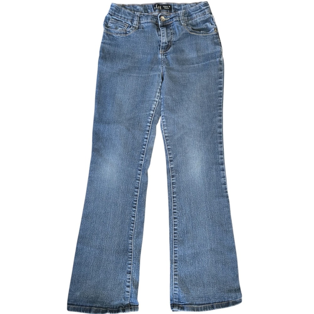 L.E.I. Girls Size 14 Chelsea Low Rise Y2K Jeans Wide Leg Flare Blue Denim